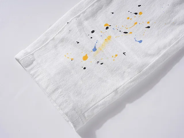 Purple Brand Paint-Splatter Distressed White Jeans 9