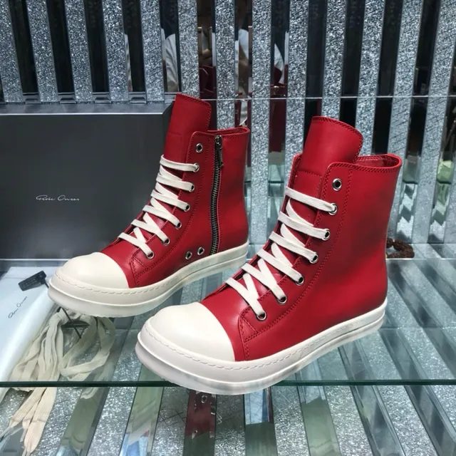 Rick Owens Geobasket Red and White Ankle Boots 2
