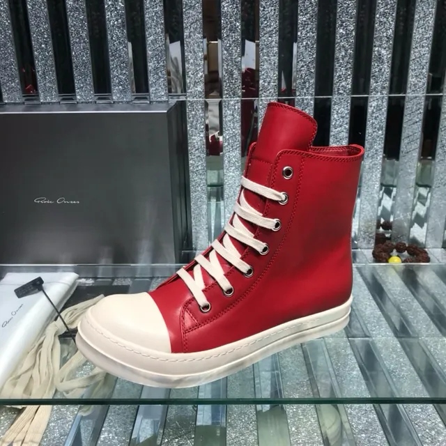 Rick Owens Geobasket Red and White Ankle Boots 3