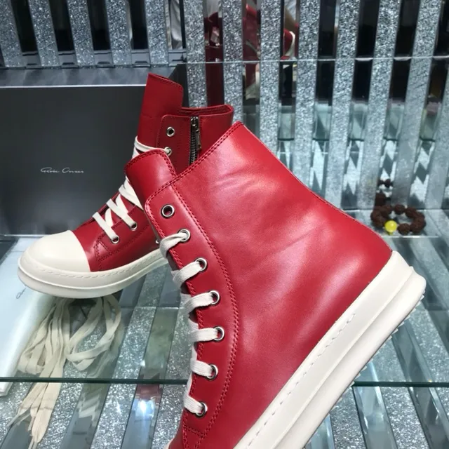 Rick Owens Geobasket Red and White Ankle Boots 4