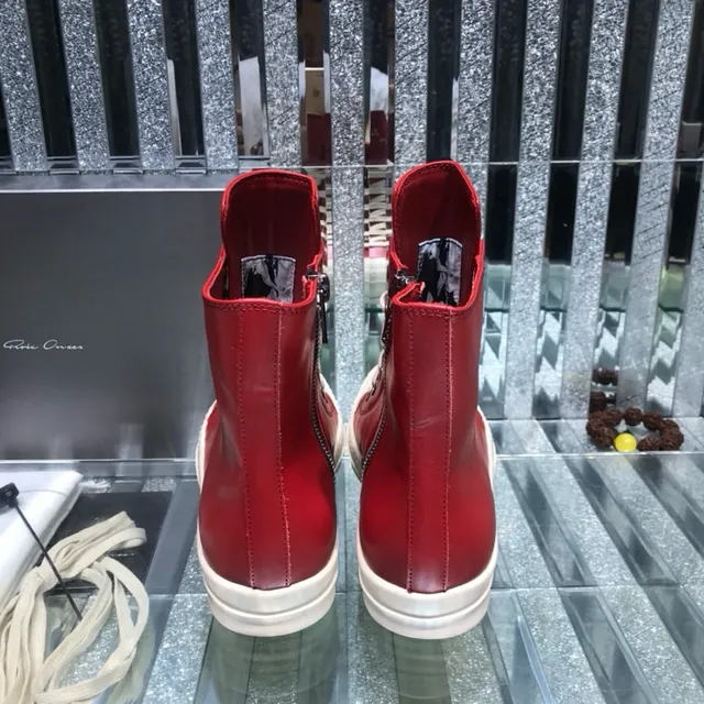 Rick Owens Geobasket Red and White Ankle Boots 5
