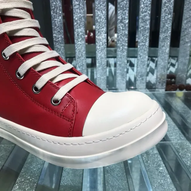 Rick Owens Geobasket Red and White Ankle Boots 8