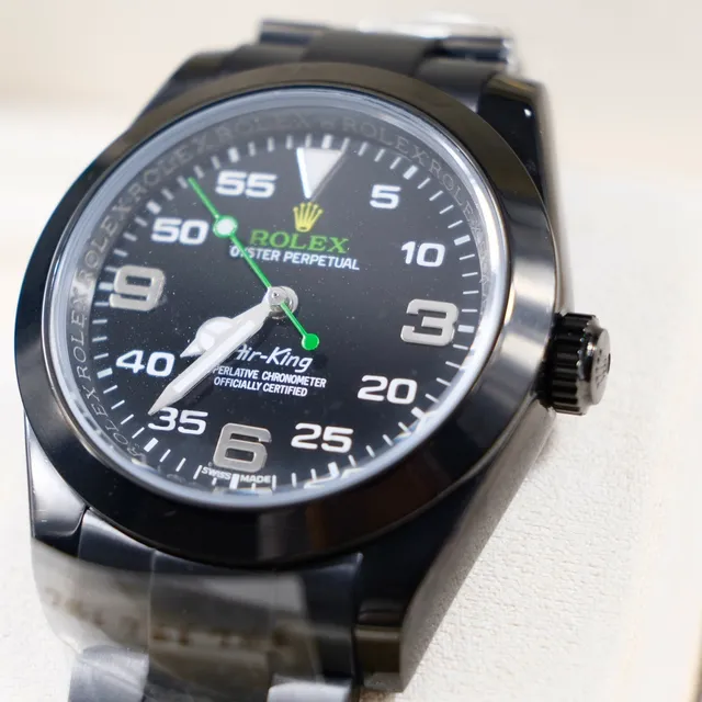Rolex Air-King Black Dial Green Accents Mechanical Watch 6