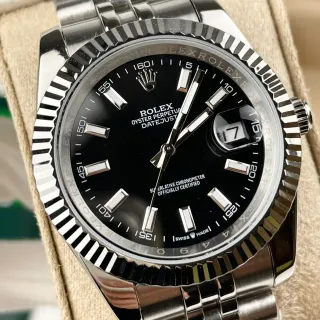 Rolex Oyster Perpetual Datejust Black Dial Stainless Steel Mechanical Watch
