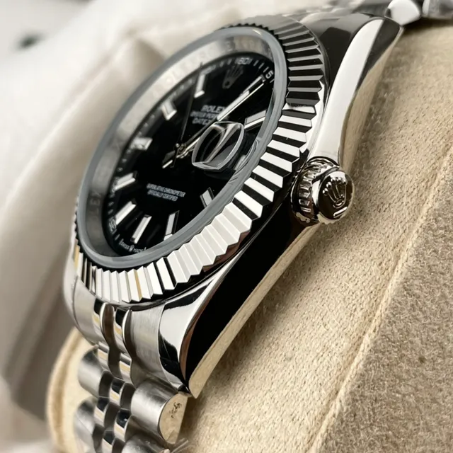 Rolex Oyster Perpetual Datejust Cadran Noir Acier Inoxydable Montre Mécanique 4
