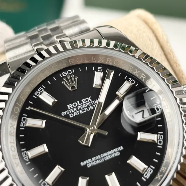 Rolex Oyster Perpetual Datejust Cadran Noir Acier Inoxydable Montre Mécanique 5
