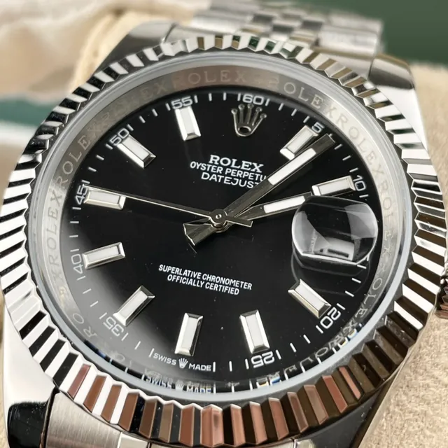 Rolex Oyster Perpetual Datejust Cadran Noir Acier Inoxydable Montre Mécanique 6