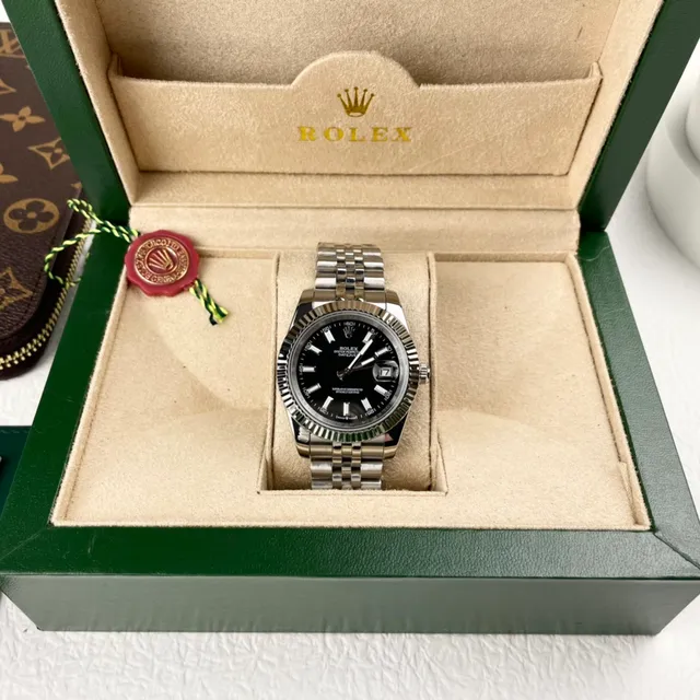 Rolex Oyster Perpetual Datejust Cadran Noir Acier Inoxydable Montre Mécanique 8