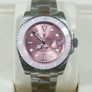 Rolex Pink Silver Stainless Steel Oyster Case Unidirectional Rotating Bezel Mechanical Watch