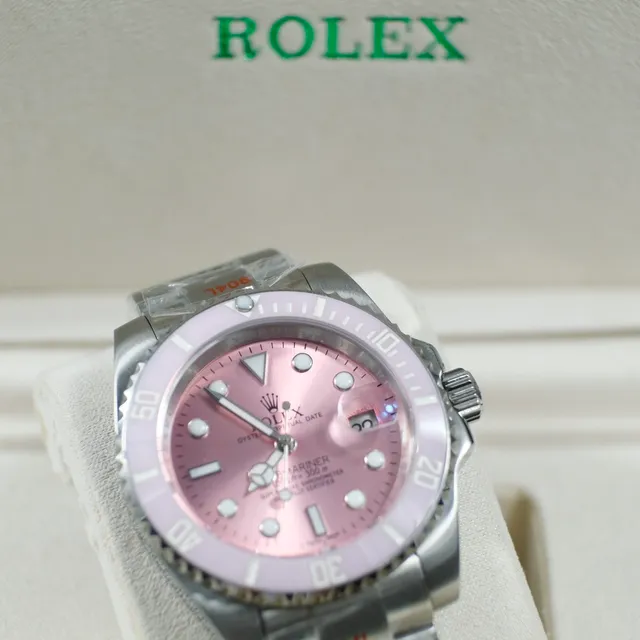Rolex Pink Silver Stainless Steel Oyster Case Unidirectional Rotating Bezel Mechanical Watch 3