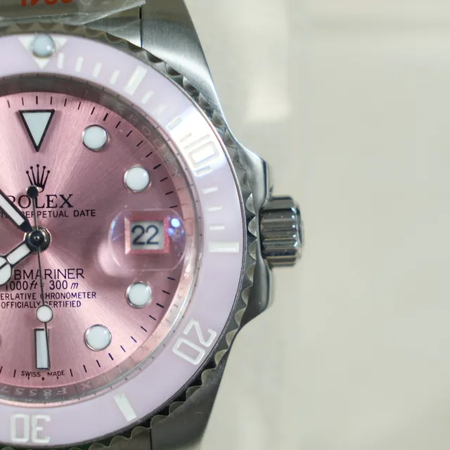 Rolex Pink Silver Stainless Steel Oyster Case Unidirectional Rotating Bezel Mechanical Watch 4