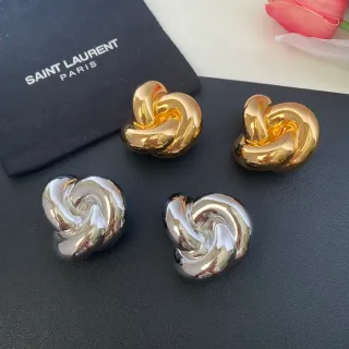 Saint Laurent Knot 抛光金银雕塑耳环