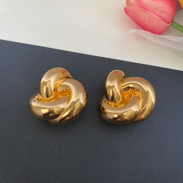 Saint Laurent Knot brincos escultóricos em ouro e prata polidos 10