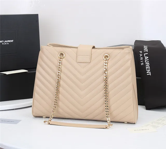 Saint Laurent Loulou Sac Tote Noir Chevron-Quilté Chaîne 8