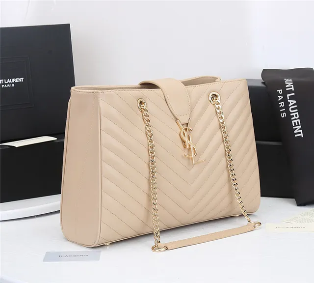 Saint Laurent Loulou Sac Tote Noir Chevron-Quilté Chaîne 9