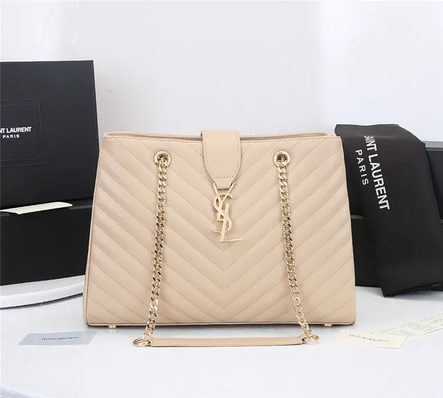 Saint Laurent Loulou Sac Tote Noir Chevron-Quilté Chaîne 10