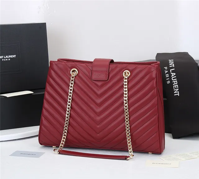 Saint Laurent Loulou Sac Tote Noir Chevron-Quilté Chaîne 17