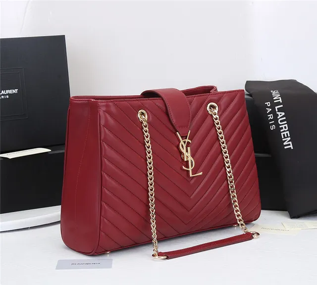 Saint Laurent Loulou Sac Tote Noir Chevron-Quilté Chaîne 18