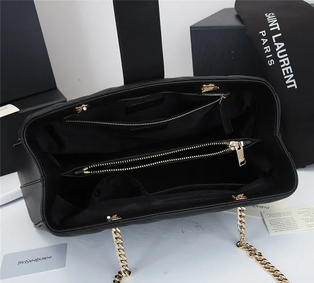 Saint Laurent Loulou Sac Tote Noir Chevron-Quilté Chaîne 21