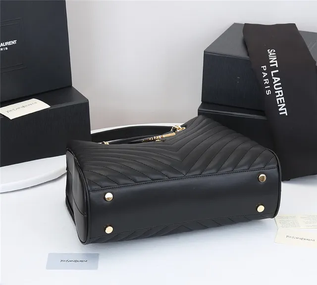 Saint Laurent Loulou Sac Tote Noir Chevron-Quilté Chaîne 22