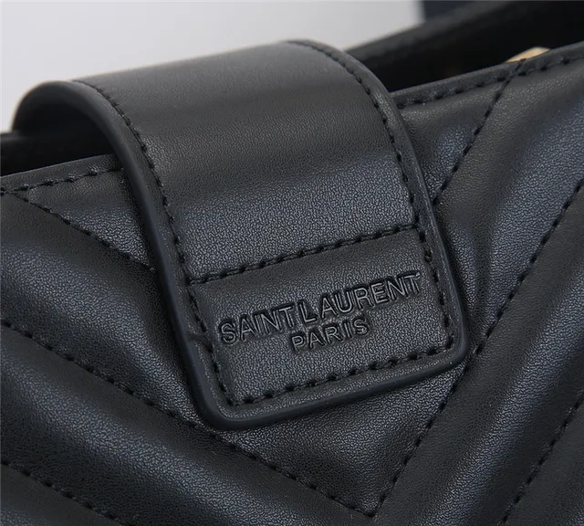 Saint Laurent Loulou Sac Tote Noir Chevron-Quilté Chaîne 24