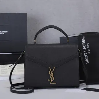 Saint Laurent Loulou Black Textured Leather Top Handle Tote Bag
