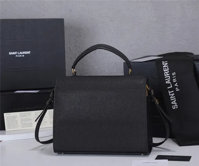 Saint Laurent Loulou Sac tote en cuir texturé noir avec anse supérieure 17