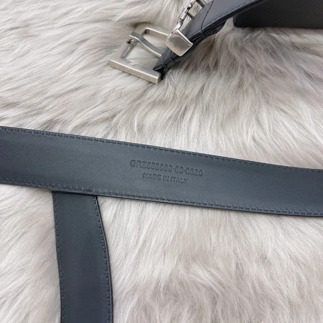 Saint Laurent Monogram Belt Black Silver Smooth Rectangular Buckle Leather Belt 7
