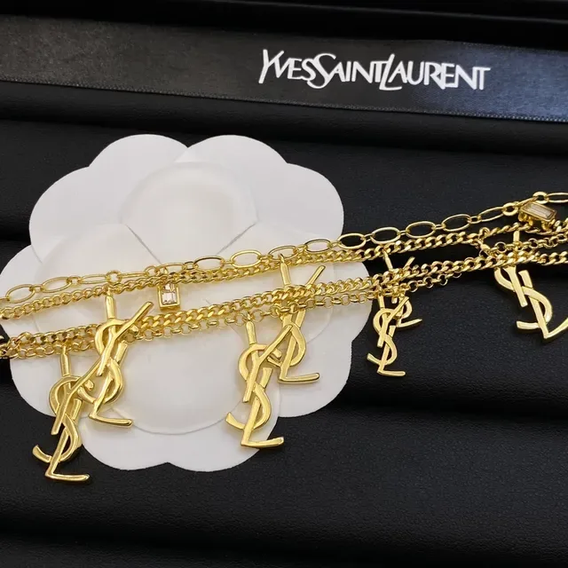 Saint Laurent Multi-Chain YSL Monogram Charm Bracelet 2
