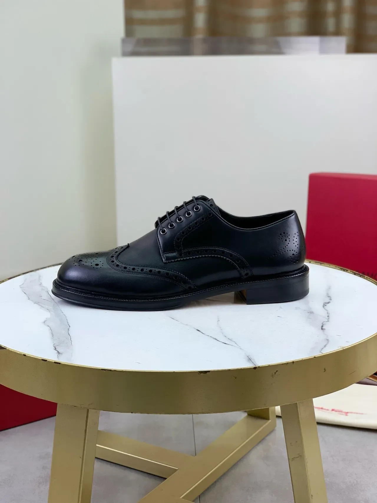 Salvatore Ferragamo Black Full Wingtip Brogue 5