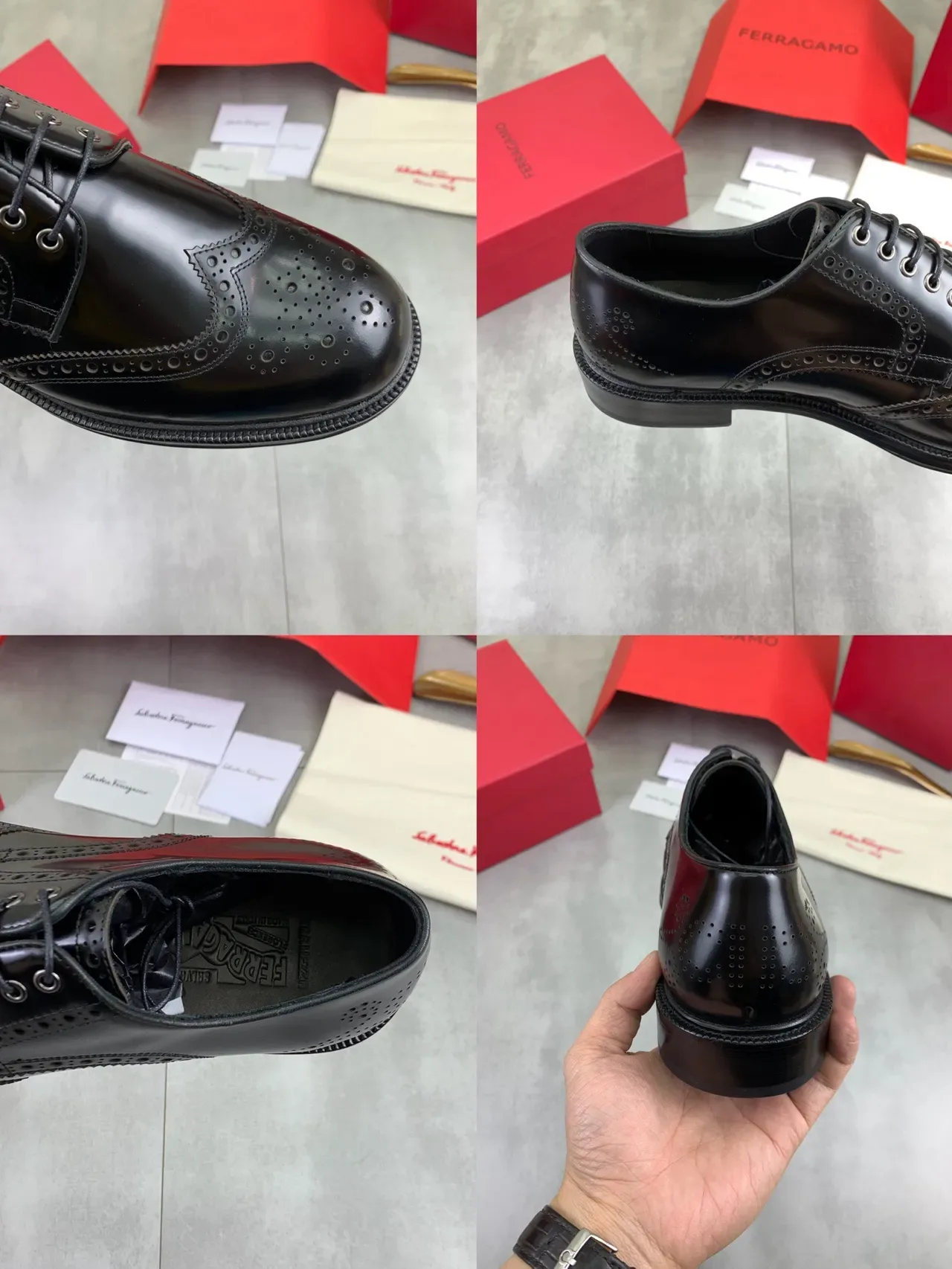 Salvatore Ferragamo Brogues Full Brogue Wingtip Cuir Noir 2