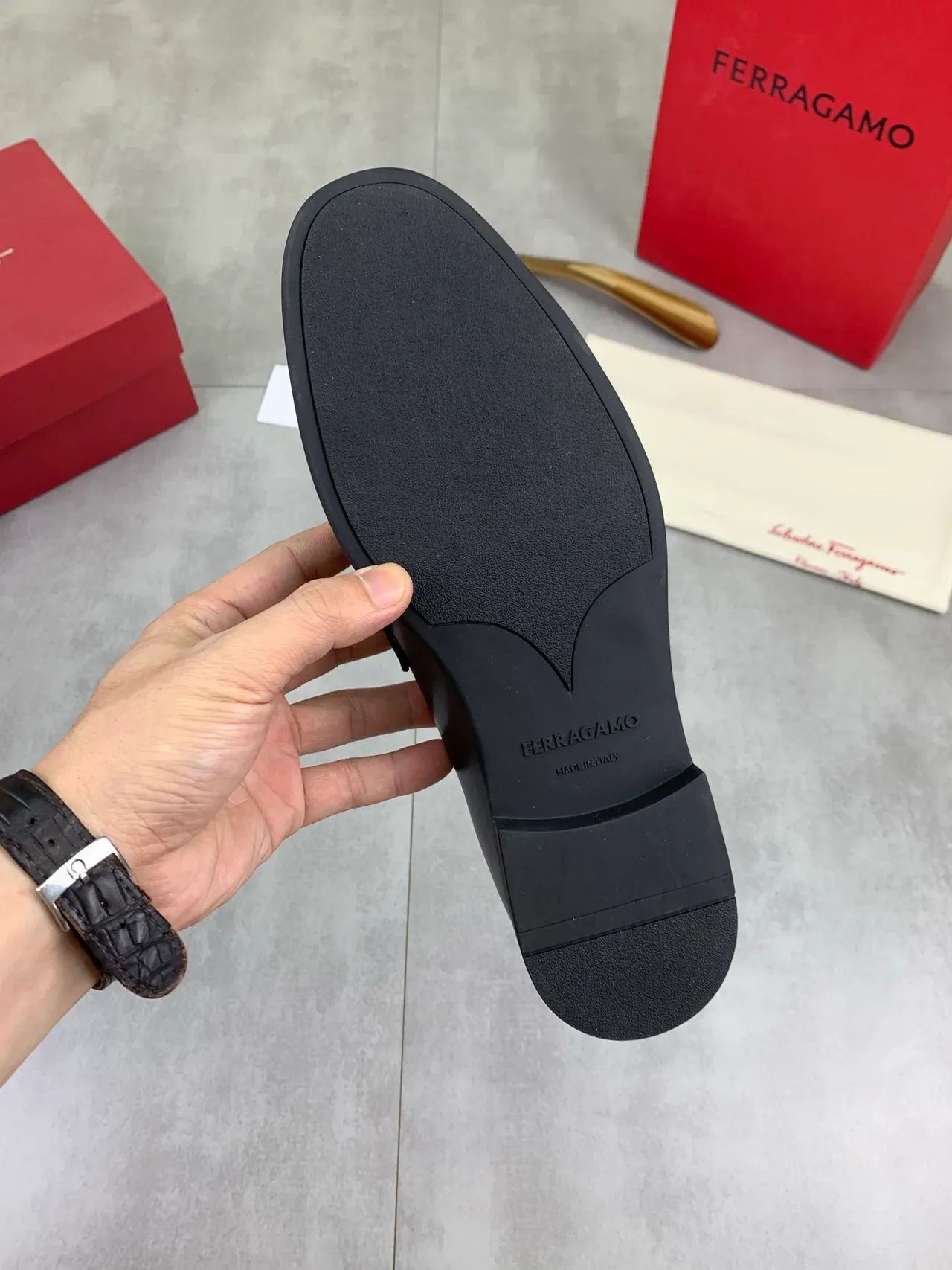 Salvatore Ferragamo Gancini Black Leather Square-Toe Loafers 3