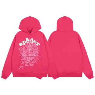 Sp5der Spiderweb Graphic Pink Oversized Hoodie