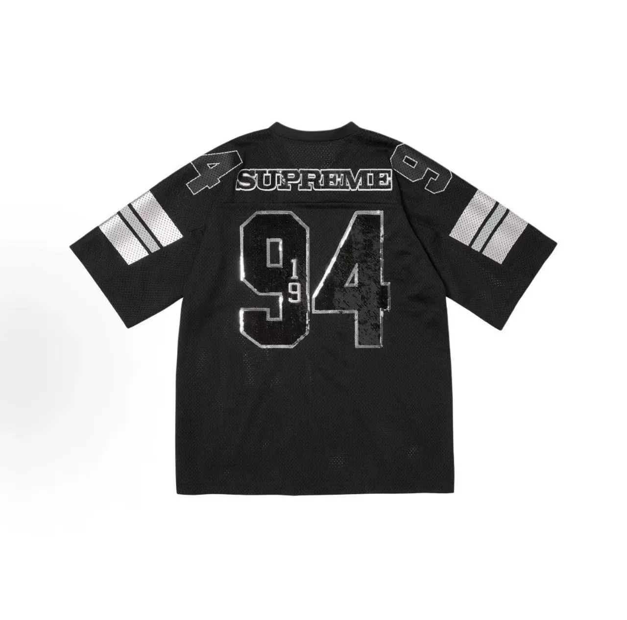 Supreme Black Silver Mesh Fabric V-Neck Jersey 4