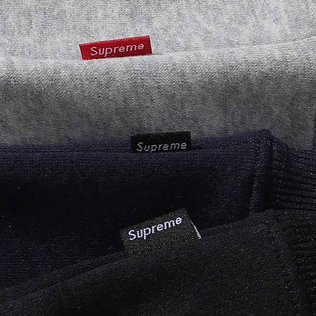 Supreme Full-Zip Navy Gray Embroidered Chest Logo Hoodie 2