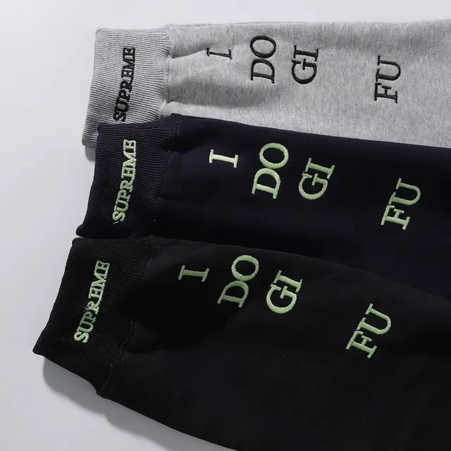 Supreme Full-Zip Navy Gray Embroidered Chest Logo Hoodie 3