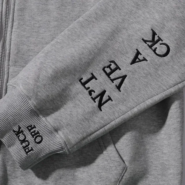 Supreme Full-Zip Navy Gray Embroidered Chest Logo Hoodie 8