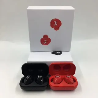 Supreme Red Black Glossy Finish Stemless Silhouette TWS Earbuds