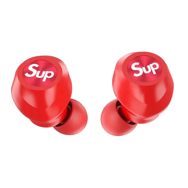 Supreme Red Black Glossy Finish Stemless Silhouette TWS Earbuds 3