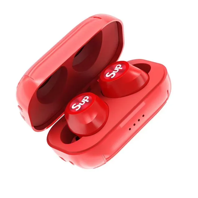 Supreme Red Black Glossy Finish Stemless Silhouette TWS Earbuds 5
