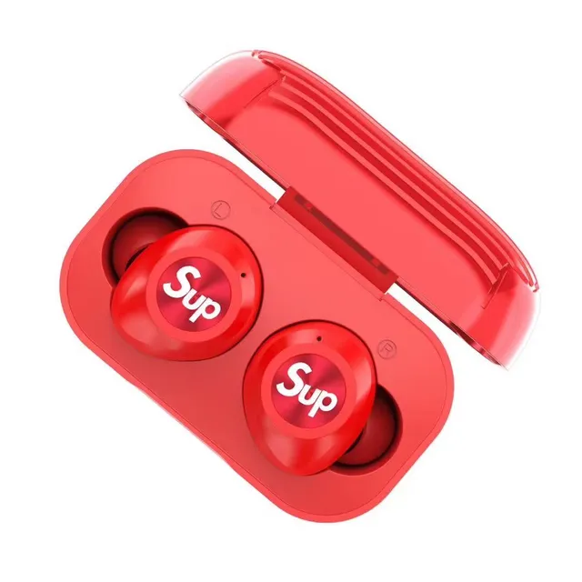 Supreme Red Black Glossy Finish Stemless Silhouette TWS Earbuds 7