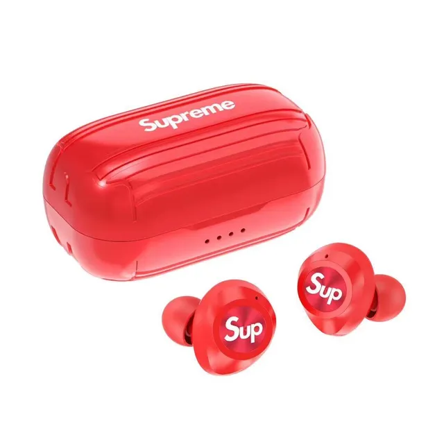 Supreme Red Black Glossy Finish Stemless Silhouette TWS Earbuds 8