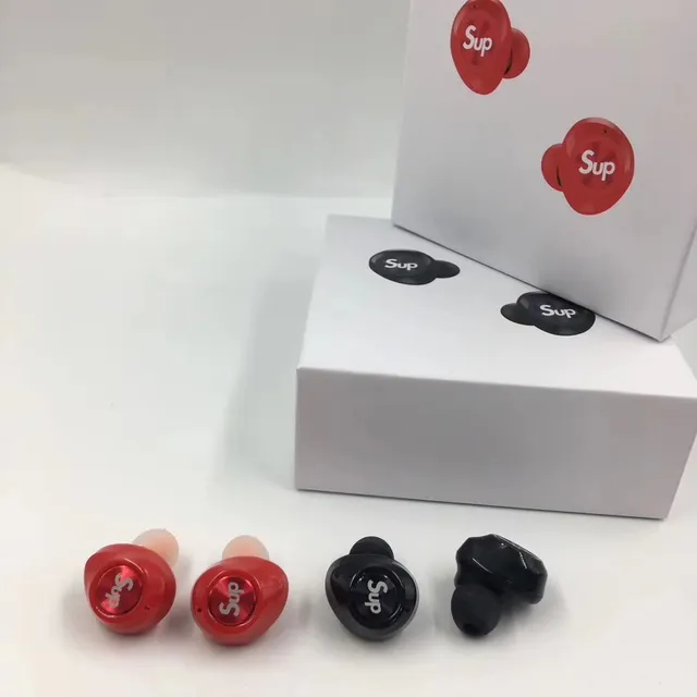 Supreme Red Black Glossy Finish Stemless Silhouette TWS Earbuds 14