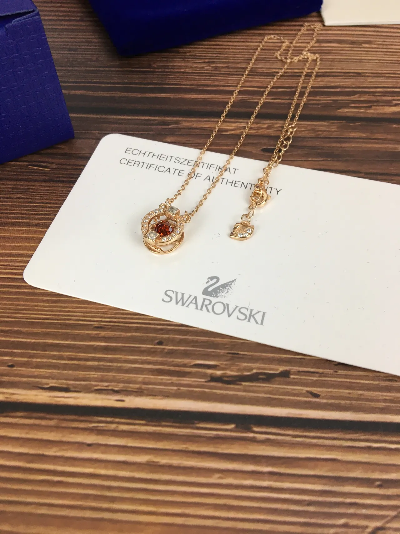 Swarovski Gold-Tone Orange Crystal Halo Pendant Necklace 2