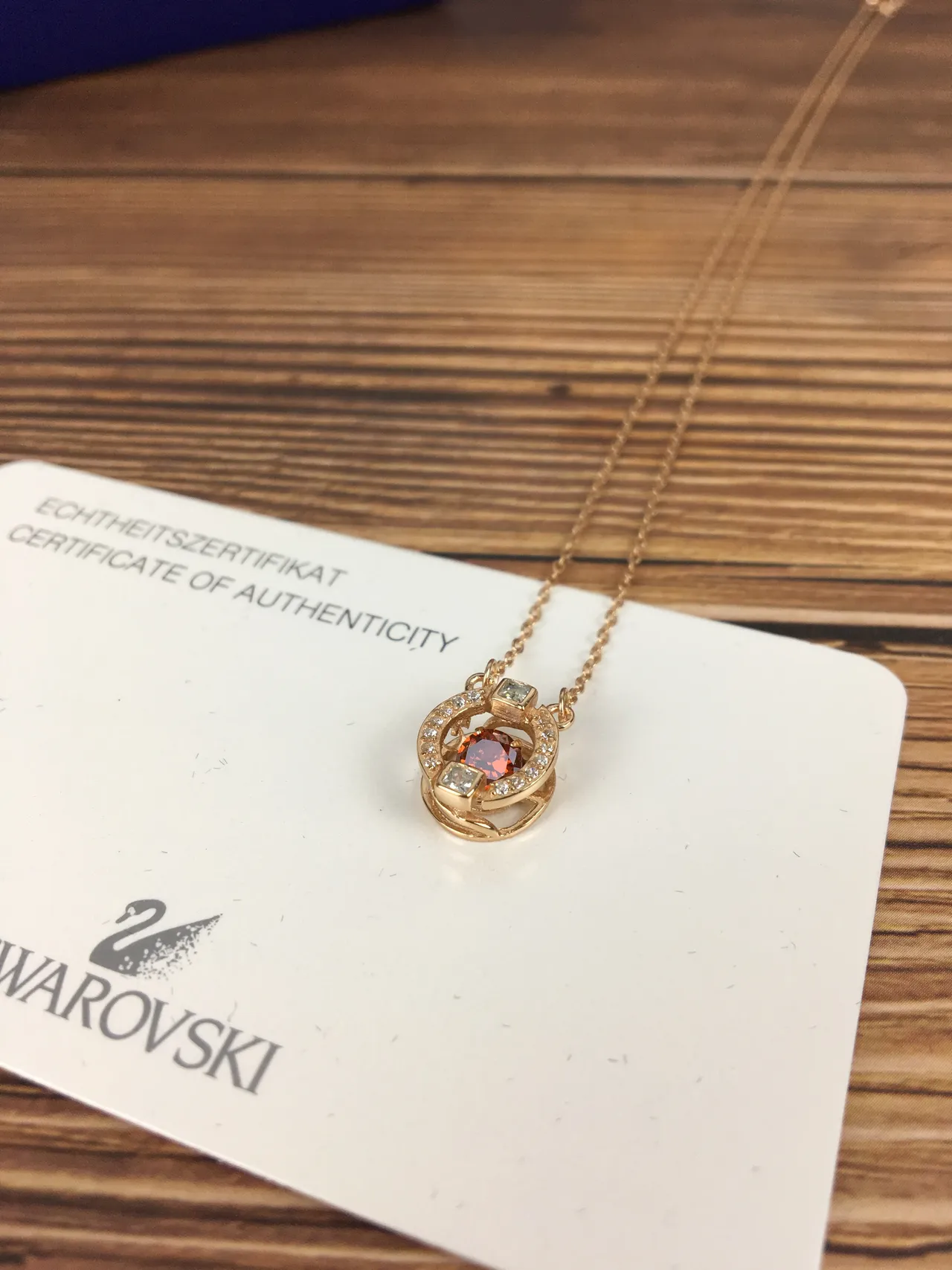 Swarovski Gold-Tone Orange Crystal Halo Pendant Necklace 4