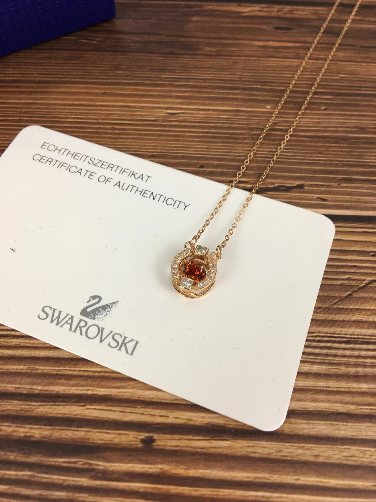 Swarovski Gold-Tone Orange Crystal Halo Pendant Necklace 5