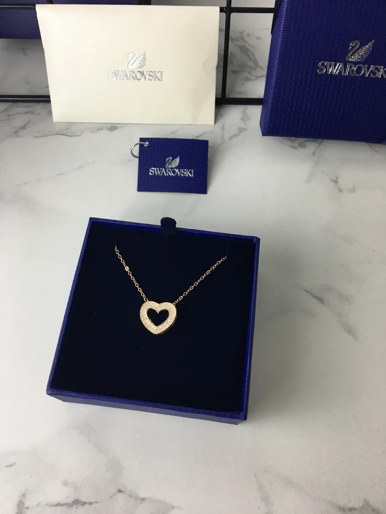 Swarovski Open Heart Pave Crystal Rose Gold-Tone Necklace 3