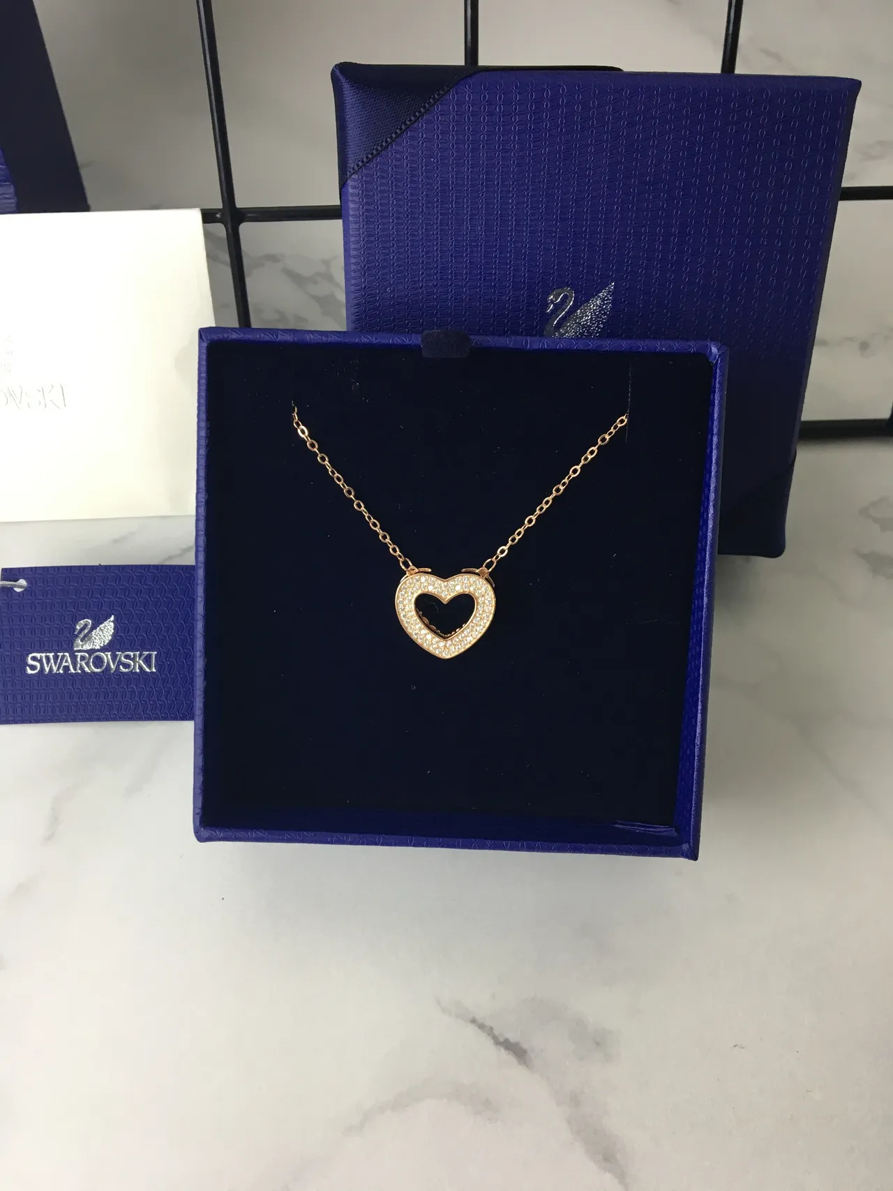 Swarovski Open Heart Pave Crystal Rose Gold-Tone Necklace 4
