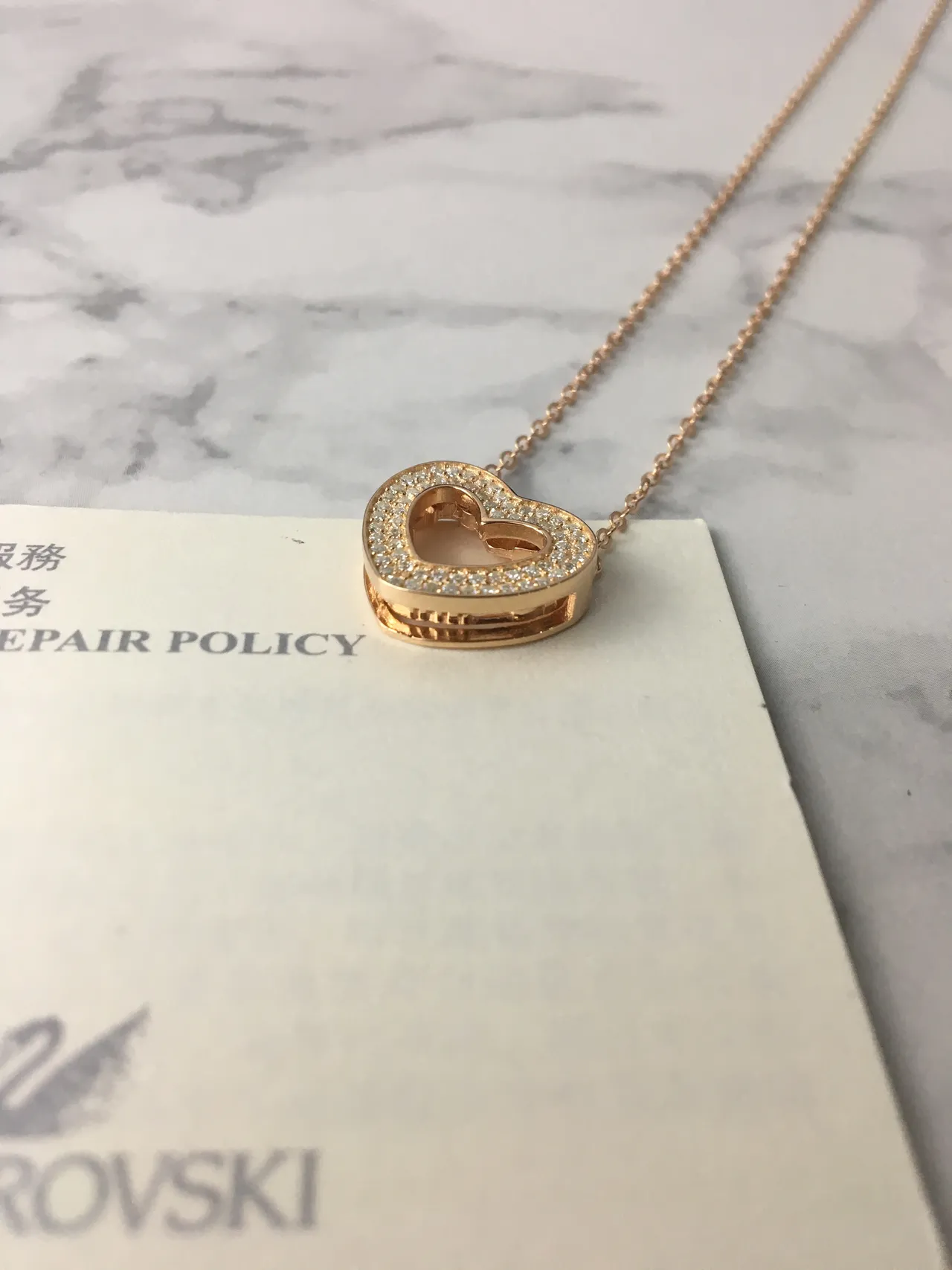 Swarovski Open Heart Pave Crystal Rose Gold-Tone Necklace 9