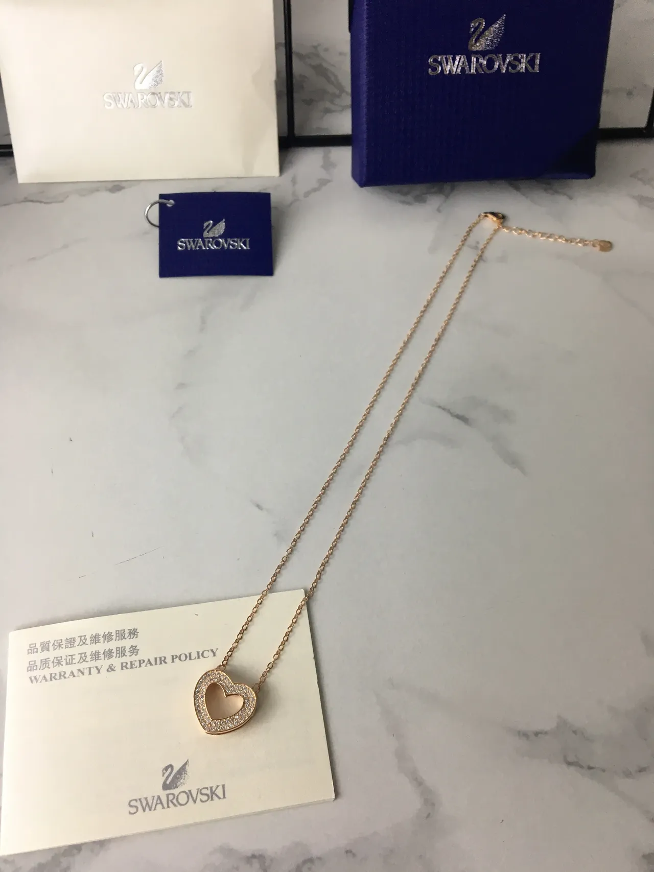 Swarovski Open Heart Pave Crystal Rose Gold-Tone Necklace 10